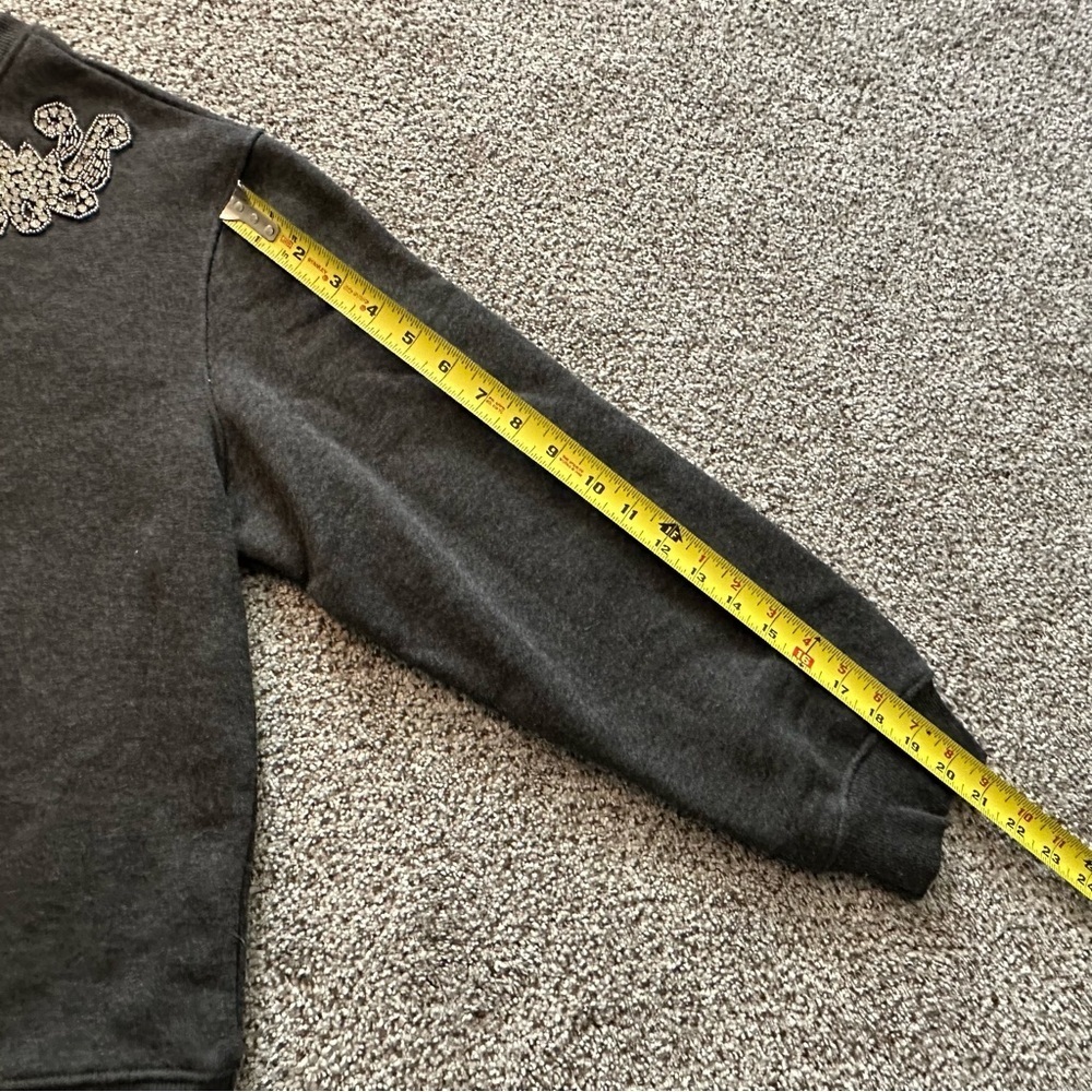 EXPRESS L Dark Gray Sweatshirt Crystal Embellishment R $79 NWOT - Picture 8 of 9